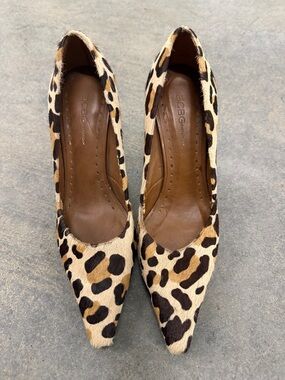 BCBGeneration Leopard Print Pointed Toe Pumps - Tan/Black